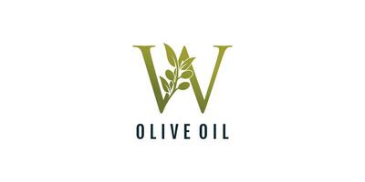 lettre w logo conception élément vecteur avec olive concept