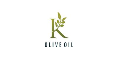 lettre k logo conception élément vecteur avec olive concept