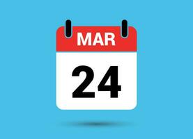 24 Mars calendrier Date plat icône journée 24 vecteur illustration