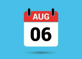 août 6 calendrier Date plat icône journée 6 vecteur illustration