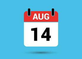 août 14 calendrier Date plat icône journée 14 vecteur illustration