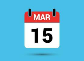 15 Mars calendrier Date plat icône journée 15 vecteur illustration