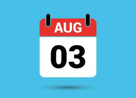 août 3 calendrier Date plat icône journée 3 vecteur illustration