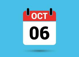 octobre 6 calendrier Date plat icône journée 6 vecteur illustration