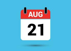 août 21 calendrier Date plat icône journée 21 vecteur illustration