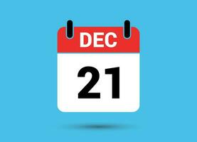 décembre 21 calendrier Date plat icône journée 21 vecteur illustration