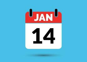 14 janvier calendrier Date plat icône journée 14 vecteur illustration