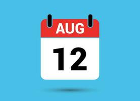 août 12 calendrier Date plat icône journée 12 vecteur illustration