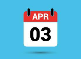 3 avril calendrier Date plat icône journée 3 vecteur illustration