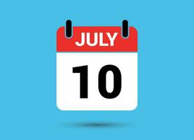 juillet dix calendrier Date plat icône journée dix vecteur illustration