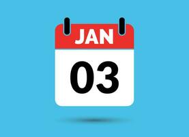 3 janvier calendrier Date plat icône journée 3 vecteur illustration