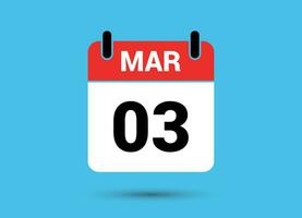 3 Mars calendrier Date plat icône journée 3 vecteur illustration