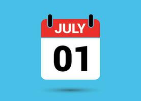 juillet 1 calendrier Date plat icône journée 1 vecteur illustration