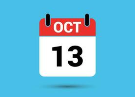 octobre 13 calendrier Date plat icône journée 13 vecteur illustration
