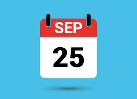 septembre 25 calendrier Date plat icône journée 25 vecteur illustration