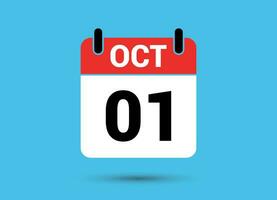 octobre 1 calendrier Date plat icône journée 1 vecteur illustration