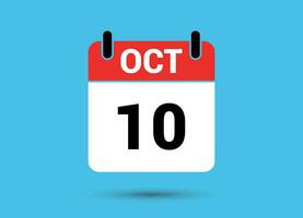 octobre dix calendrier Date plat icône journée dix vecteur illustration
