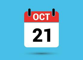 octobre 21 calendrier Date plat icône journée 21 vecteur illustration
