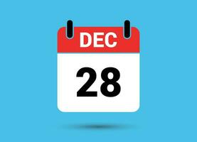 décembre 28 calendrier Date plat icône journée 28 vecteur illustration