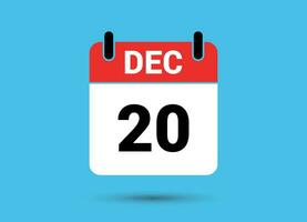 décembre 20 calendrier Date plat icône journée 20 vecteur illustration