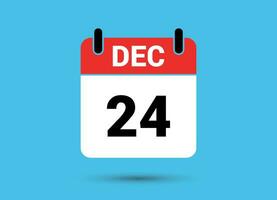 décembre 24 calendrier Date plat icône journée 24 vecteur illustration