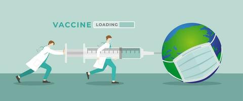 médical concept. deux médecin injecter vaccin à le Terre vecteur