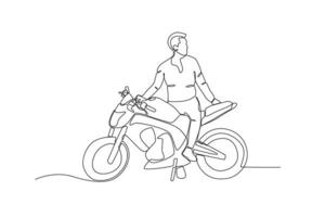 une homme monte le sien moto vecteur