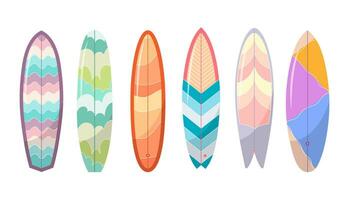 surfant. ensemble de des illustrations de planches de surf sur une blanc Contexte. vecteur