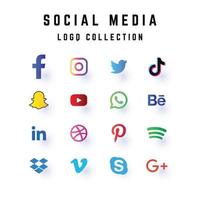 collection de jeux de logos de médias sociaux vecteur