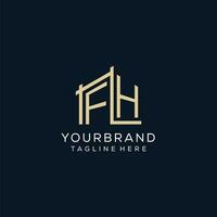 initiale fh logo, nettoyer et moderne architectural et construction logo conception vecteur