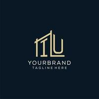 initiale iu logo, nettoyer et moderne architectural et construction logo conception vecteur