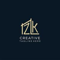 initiale zk logo, nettoyer et moderne architectural et construction logo conception vecteur