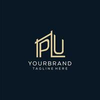 initiale pu logo, nettoyer et moderne architectural et construction logo conception vecteur