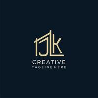 initiale jk logo, nettoyer et moderne architectural et construction logo conception vecteur