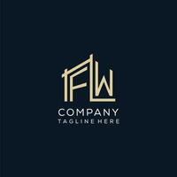 initiale fw logo, nettoyer et moderne architectural et construction logo conception vecteur