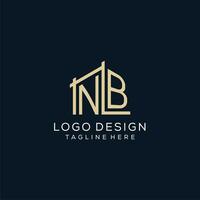 initiale nb logo, nettoyer et moderne architectural et construction logo conception vecteur