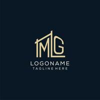 initiale mg logo, nettoyer et moderne architectural et construction logo conception vecteur