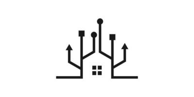 logo conception combiner le forme de une maison avec une Les données câble. vecteur