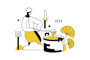 le chef cuisiniers, nourriture vecteurs illustration plat ligne vecteur