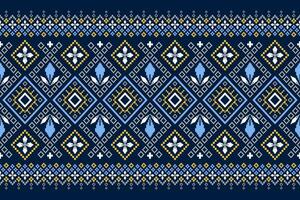 indigo marine bleu géométrique traditionnel ethnique modèle ikat sans couture modèle frontière abstrait conception pour en tissu impression tissu robe tapis rideaux et sarong aztèque africain Indien indonésien vecteur