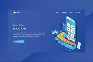 nourriture magasin en ligne isométrique concept atterrissage page vecteur