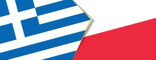 Grèce et Pologne drapeaux, deux vecteur drapeaux.