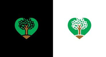 vert arbre logo conception. la nature et environnement symbole. vecteur illustration. cœur arbre logo icône