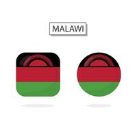 drapeau de Malawi 2 formes icône 3d dessin animé style. vecteur