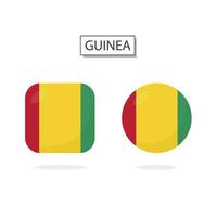 drapeau de Guinée 2 formes icône 3d dessin animé style. vecteur