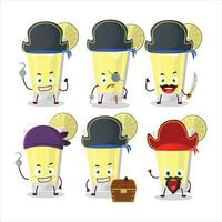dessin animé personnage de limonade avec divers pirates émoticônes vecteur
