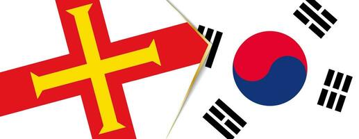 Guernesey et Sud Corée drapeaux, deux vecteur drapeaux.