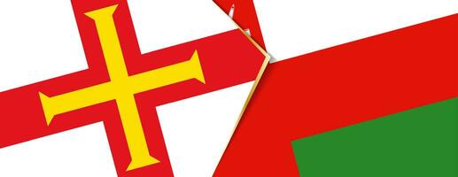 Guernesey et Oman drapeaux, deux vecteur drapeaux.
