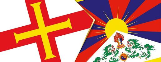 Guernesey et Tibet drapeaux, deux vecteur drapeaux.