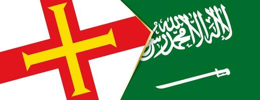 Guernesey et saoudien Saoudite drapeaux, deux vecteur drapeaux.